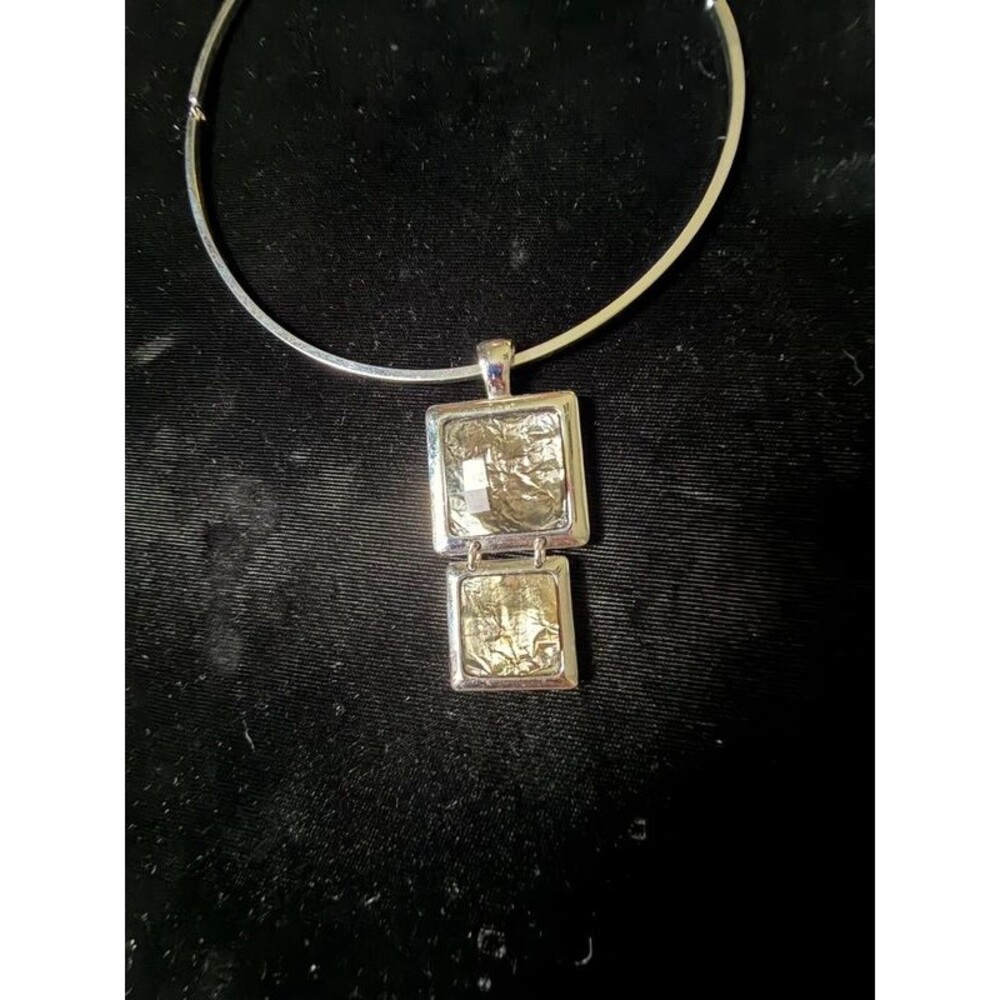 Lia Sophia Jointed Wire Choker Necklace, Square Pendant